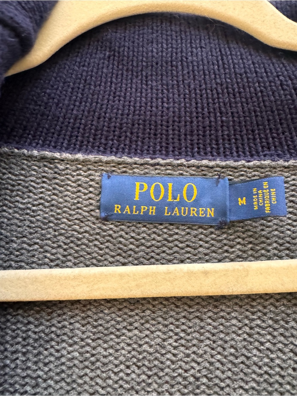 Polo Ralph Lauren Mens Navy Gray Striped Shawl-Collar Cardigan 100% Merino Wool - Picture 9 of 14